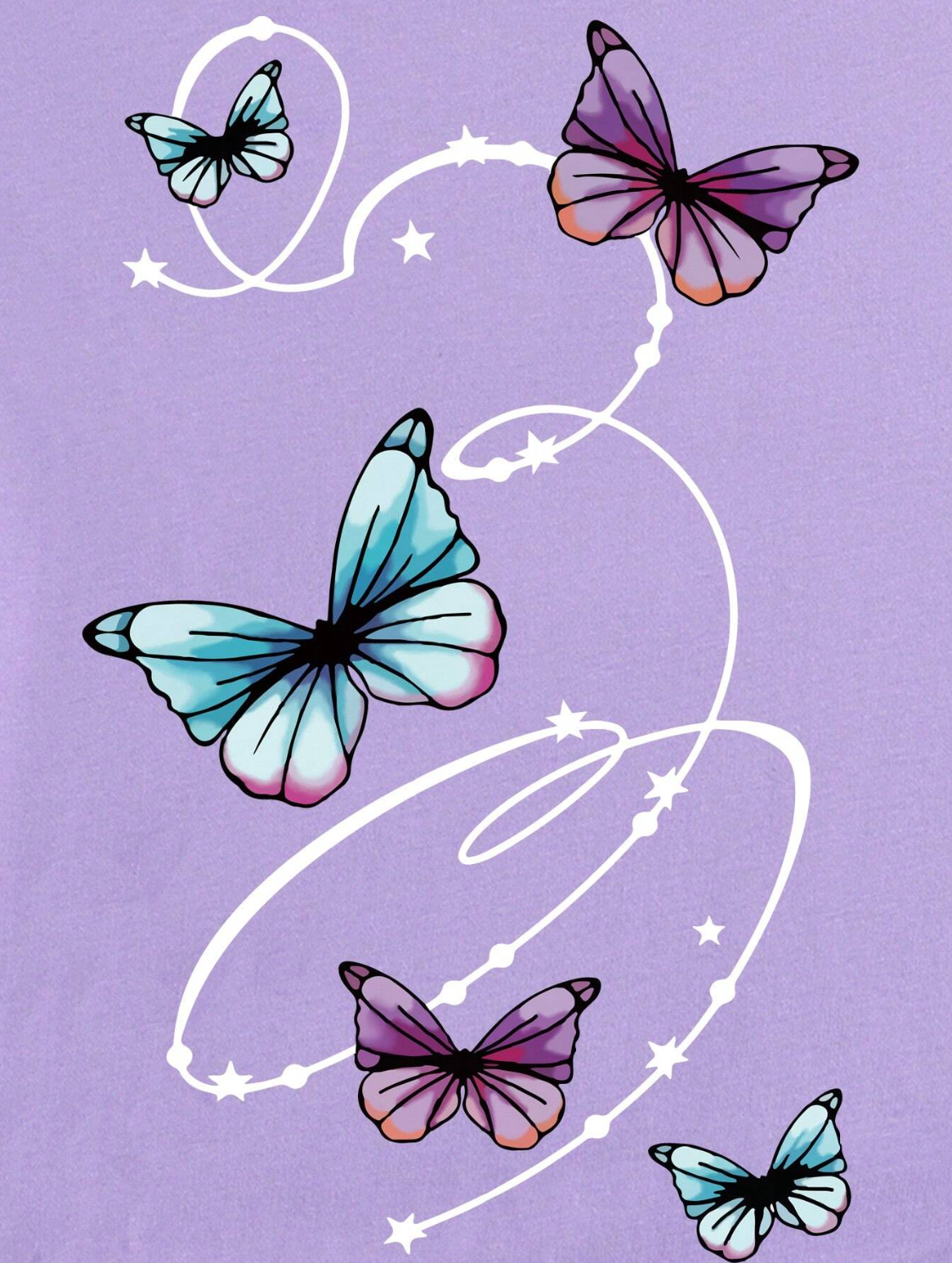 INAWLY Camiseta gráfica con cuello redondo estampada con mariposas y estrellas para mujeres