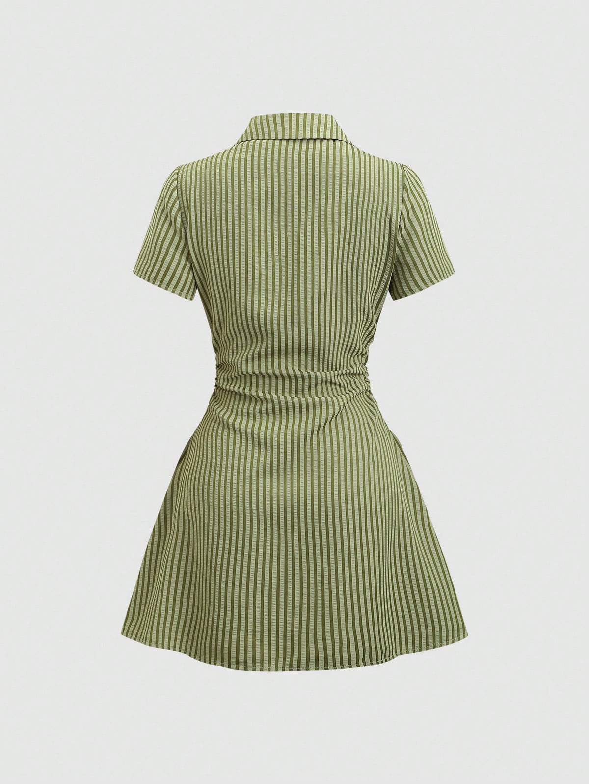 Sweetra Vestido camisa de manga corta rosa dulce y fresco, vestido blusa estilizado con cintura ceñida para el verano
