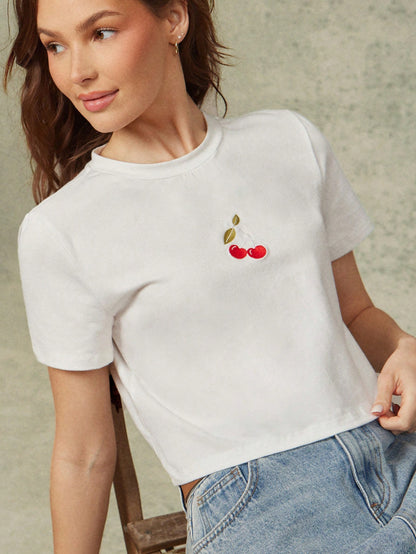 WESTFADE Camiseta de bebé cuello redondo cuadrada bordada