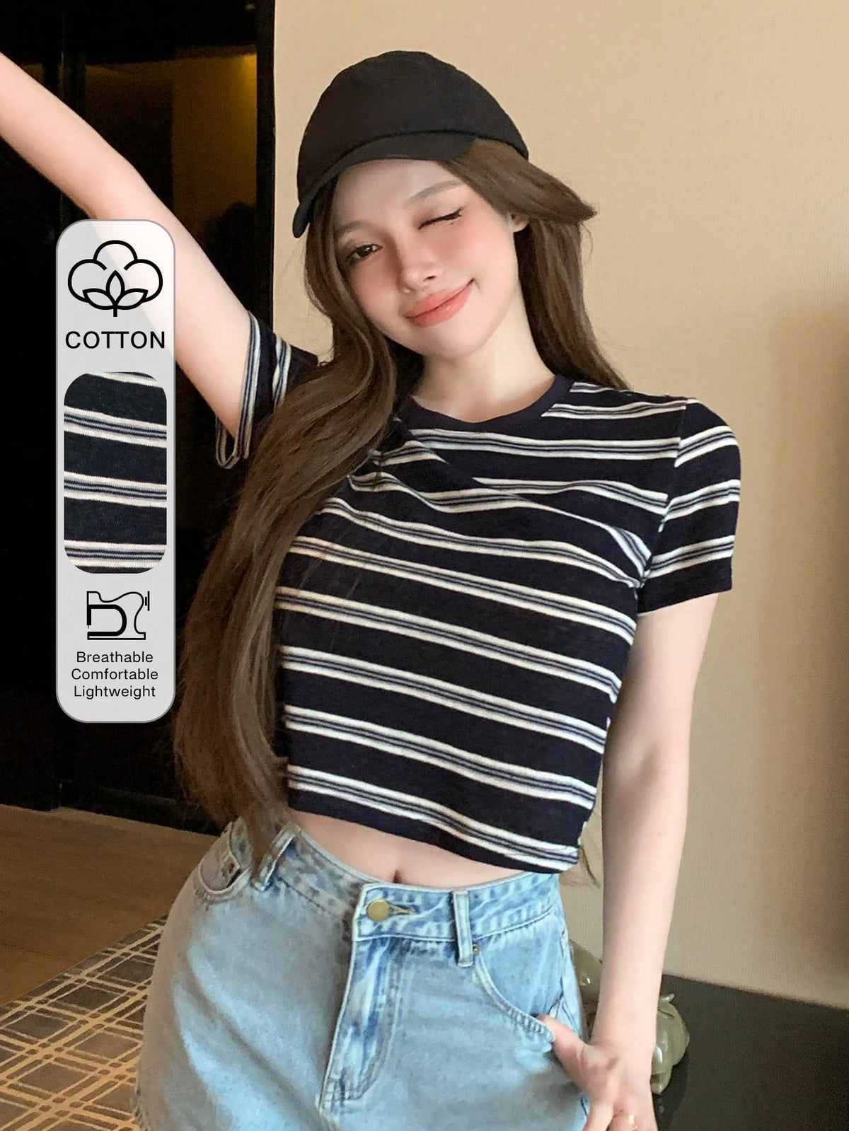 Dazy-Less Camiseta corta de cuello redondo de color sólido, estilo "Old Money", ropa casual de verano para mujer en el trabajo
