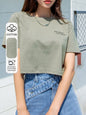 DAZY Camiseta de cuello redondo con eslogan gráfico "HACER LO QUE QUIERAS" de verano, top corto para mujeres - verde menta