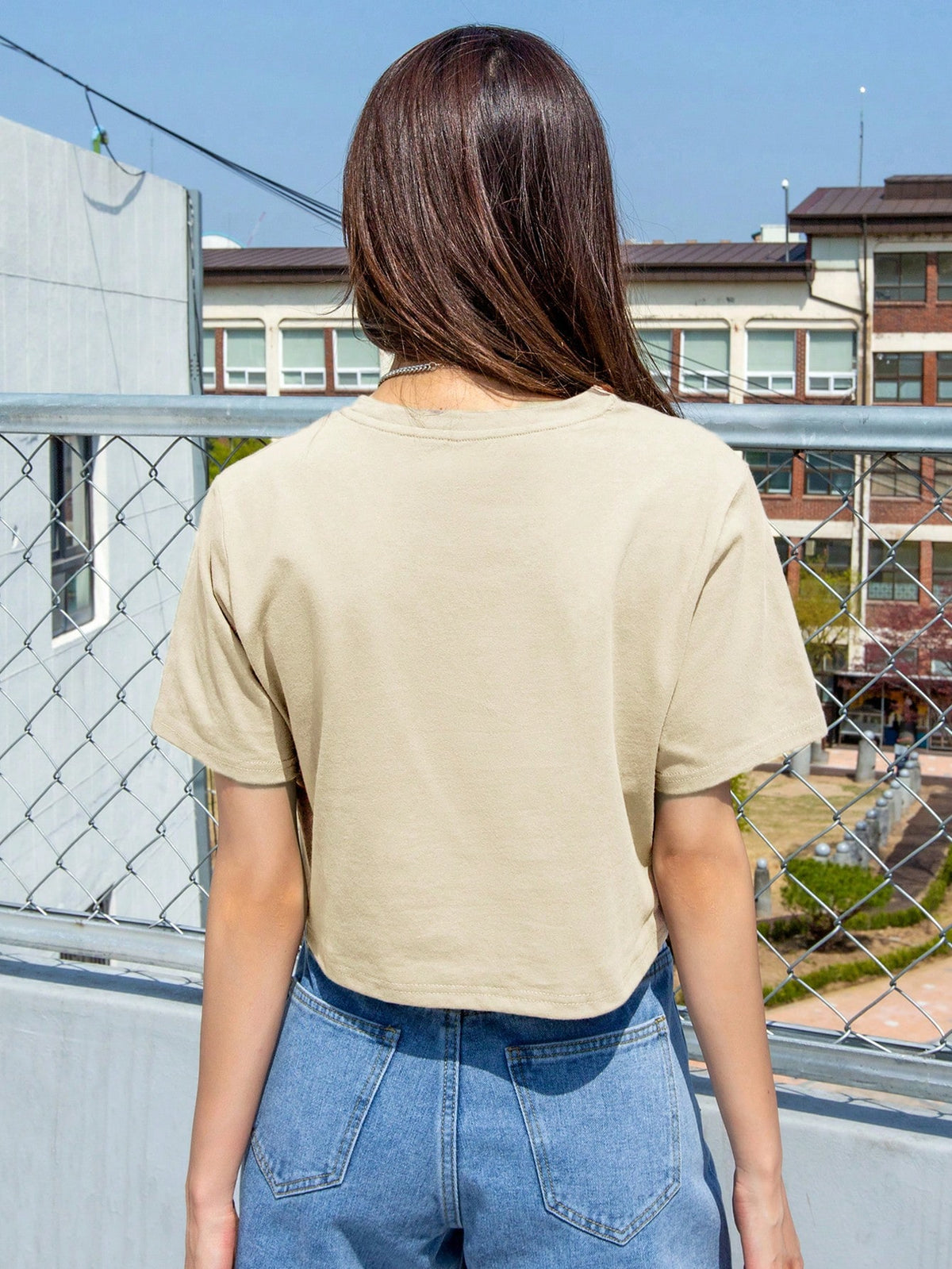 DAZY Camiseta de cuello redondo con eslogan gráfico HAZLO QUE QUIERAS, Verano, Crop Tops Mujer
