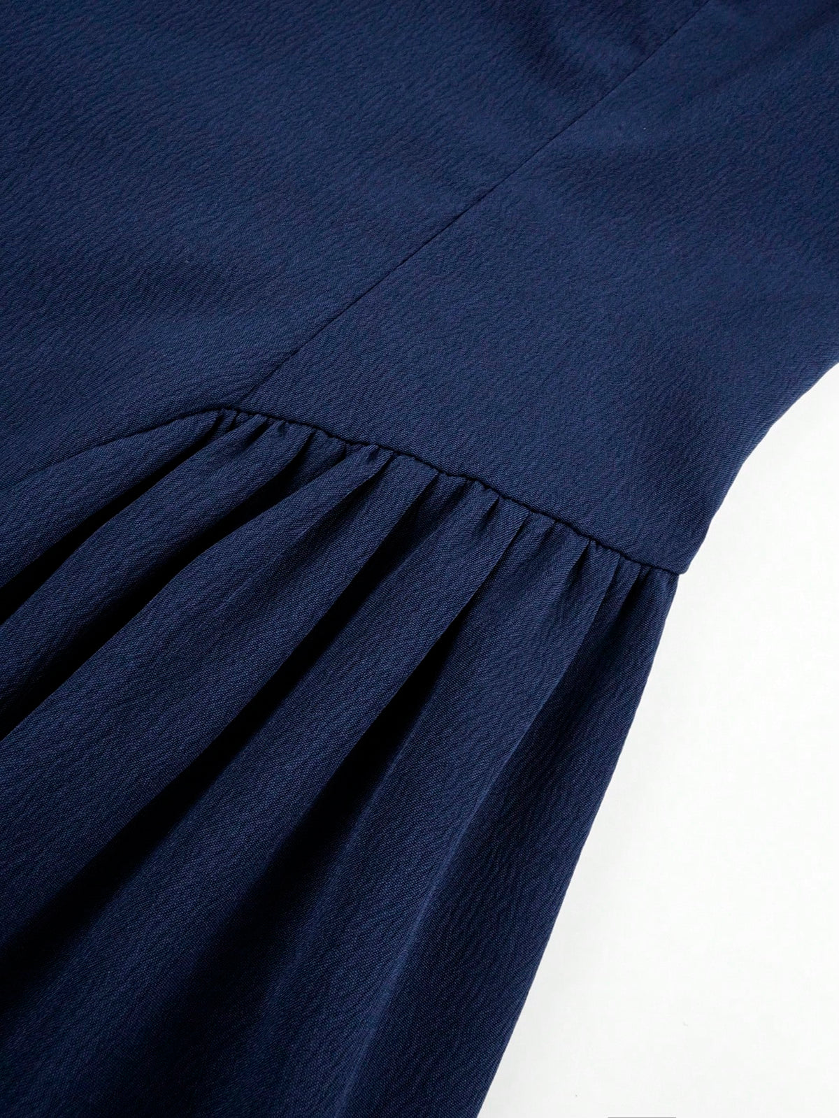 Seusyu Vestido midi elegante de mujer con cuello cuadrado, diseño plisado y sin mangas de unicolor