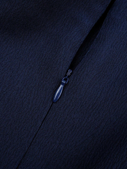 Seusyu Vestido midi elegante de mujer con cuello cuadrado, diseño plisado y sin mangas de unicolor