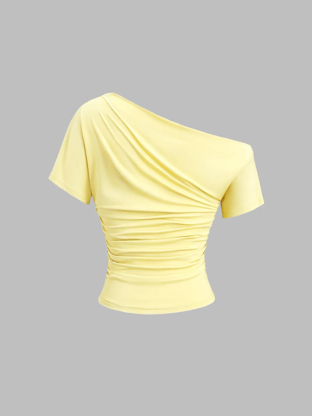 Sweetra Nueva camiseta casual de primavera/verano para mujer, de estilo elegante y de moda, con hombros asimétricos, ajuste ceñido y cómoda