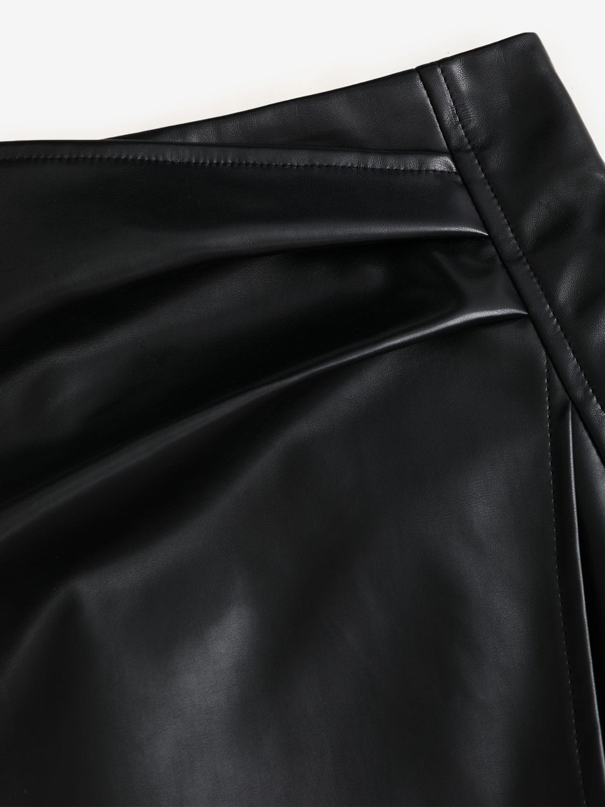 Sweetra Minifalda ajustada estilo retro americano sexy para mujer, de piel sintética, en color negro sólido, apta para todas las estaciones