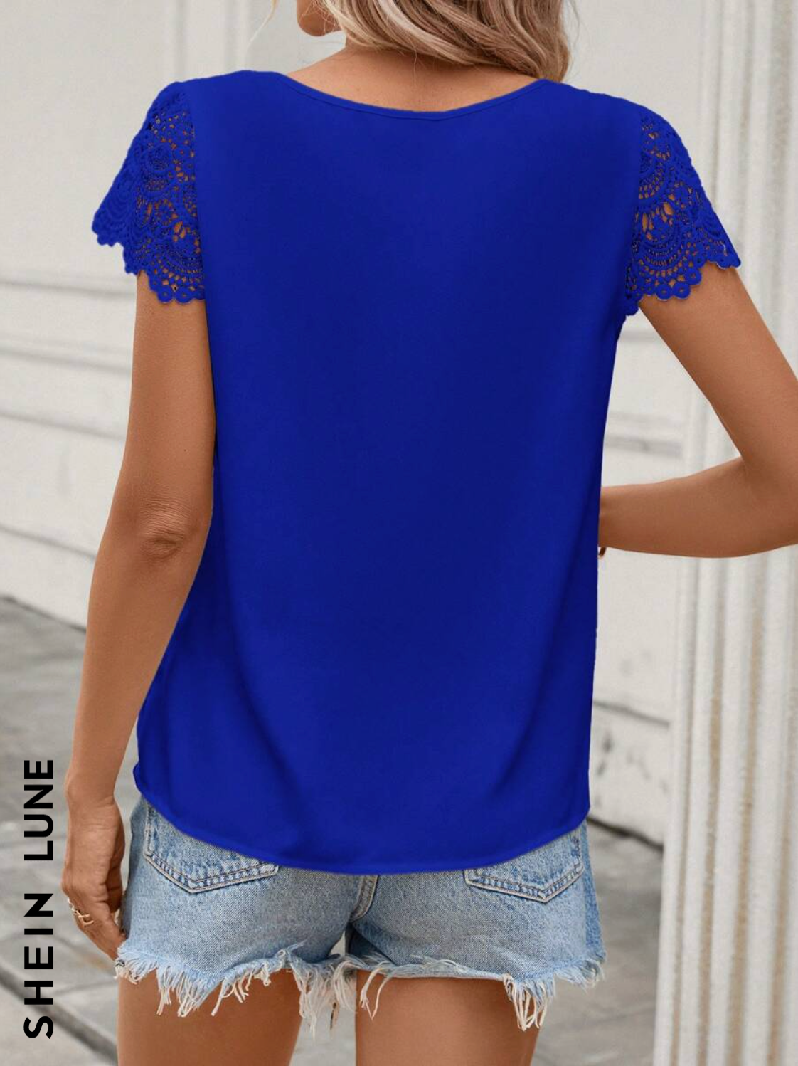 SHEIN LUNE Blusa De Color Sólido Con Cuello Redondo Para Mujer