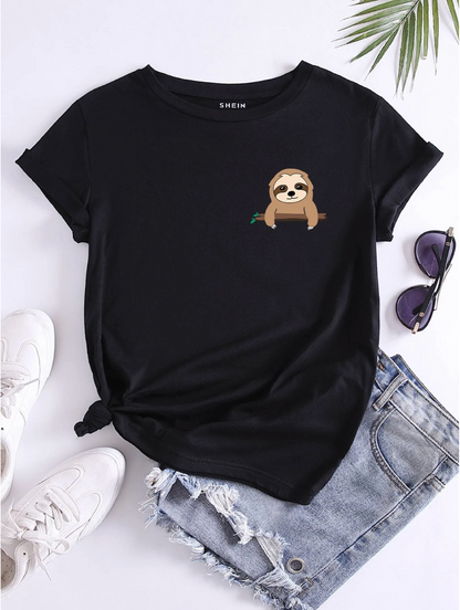 INAWLY Camiseta con estampado de perezoso, camisetas gráficas para mujeres
