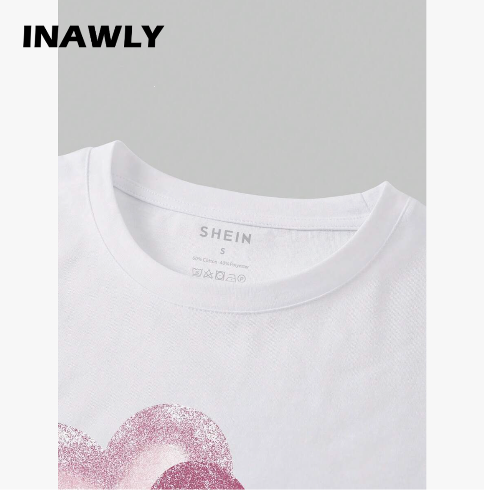 INAWLY Camiseta de manga corta cuello redondo, estilo simple, moda casual diaria