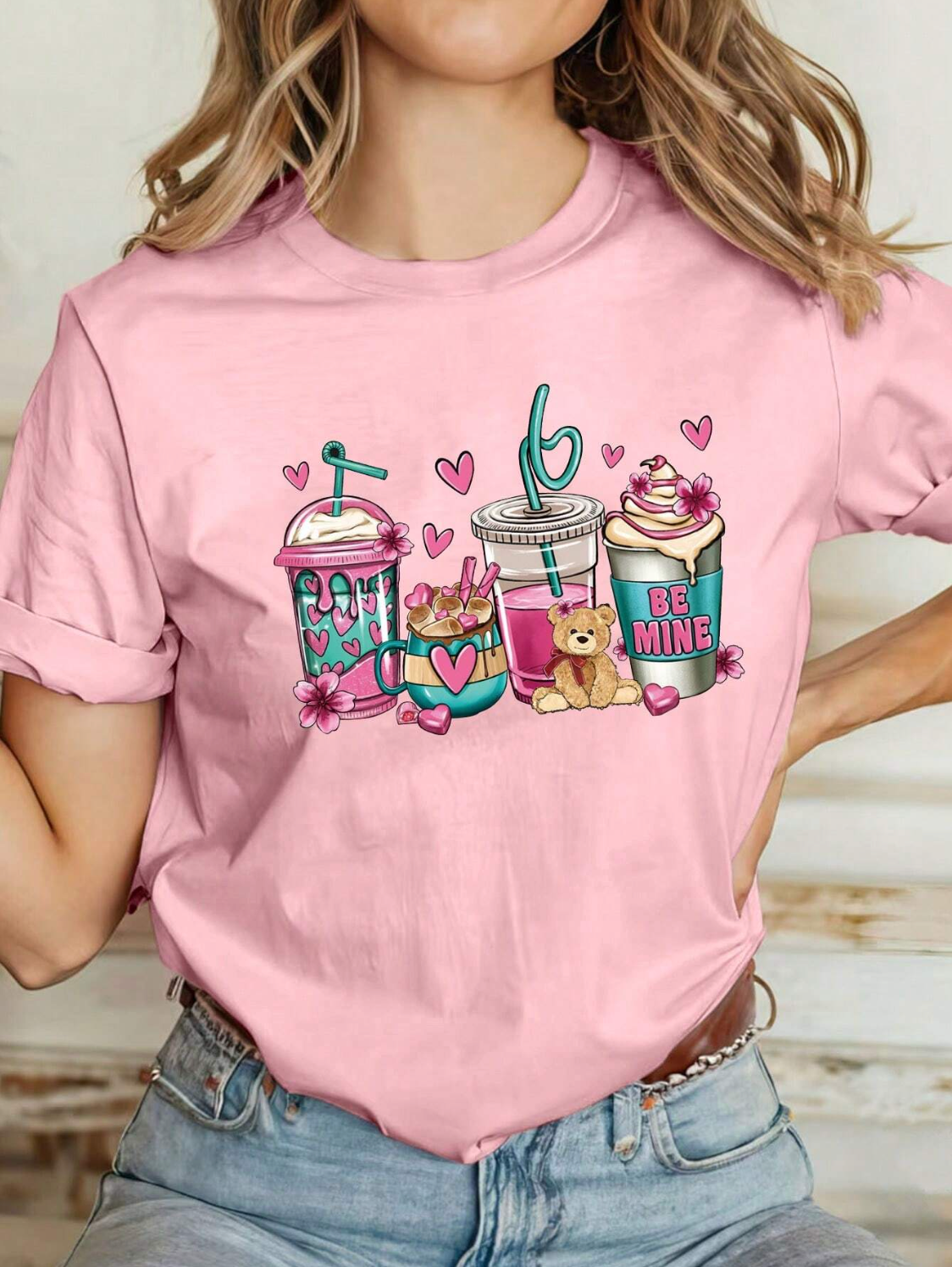 INAWLY Camiseta gráfica de mujer de manga corta con estampado de dibujos animados, de uso casual en verano