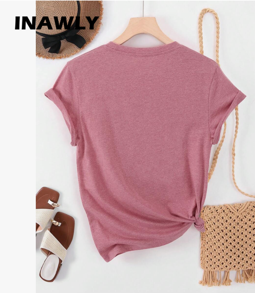 INAWLY Camiseta de manga corta con cuello redondo y estampado de panda, de estilo casual para mujer
