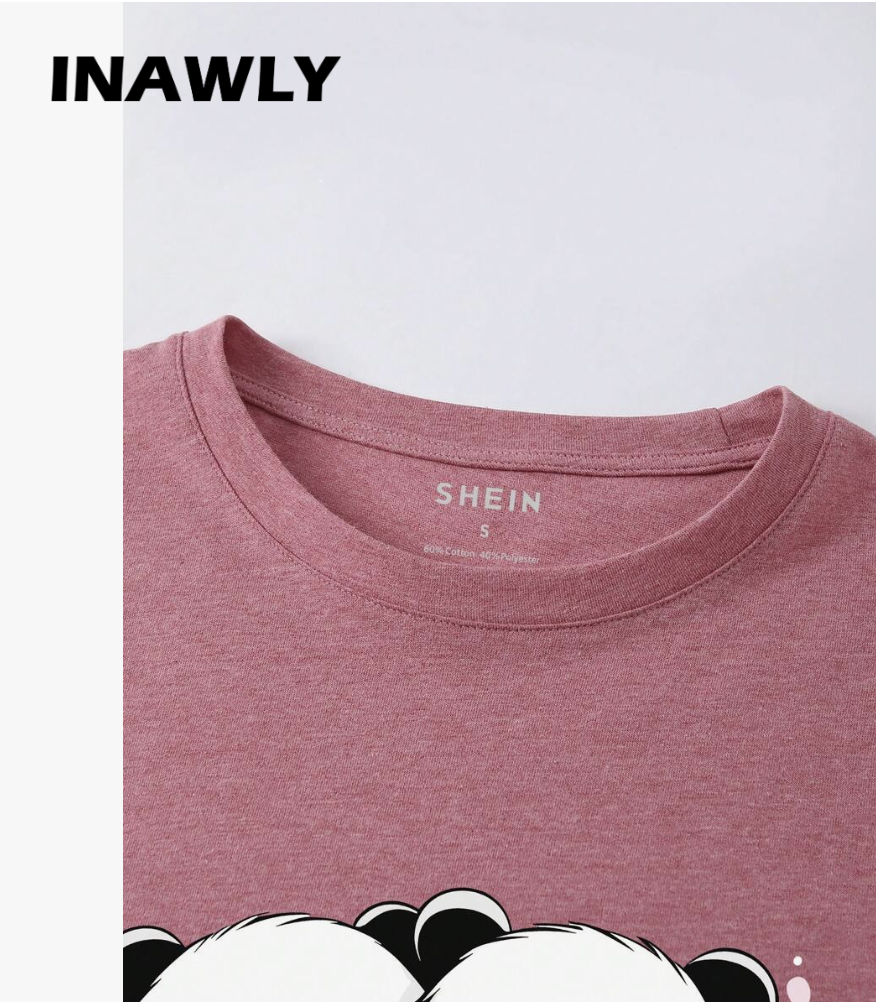 INAWLY Camiseta de manga corta con cuello redondo y estampado de panda, de estilo casual para mujer