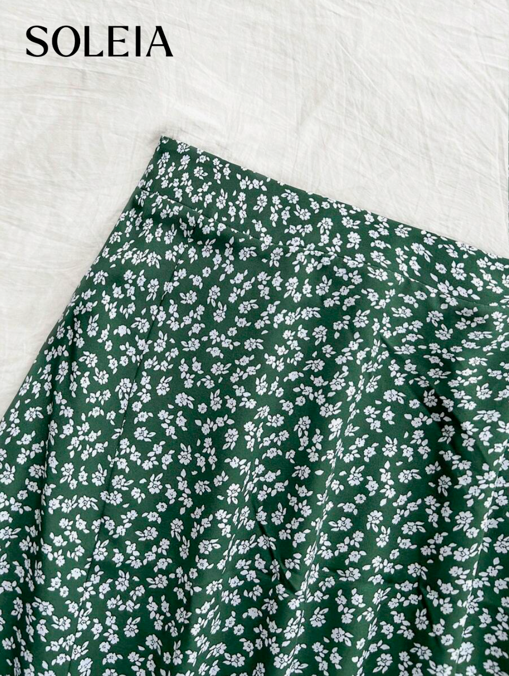 Soleia Falda casual con abertura para vacaciones de mujer con estampado floral pequeño