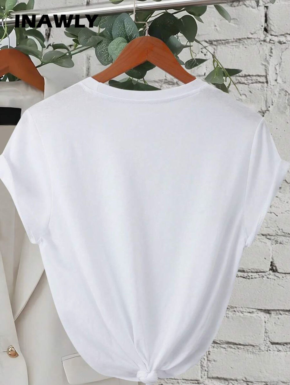 INAWLY Camiseta de manga corta informal con estampado de fruta y letra, para verano