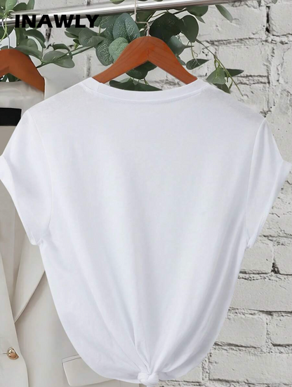 INAWLY Camiseta de manga corta informal con estampado de fruta y letra, para verano