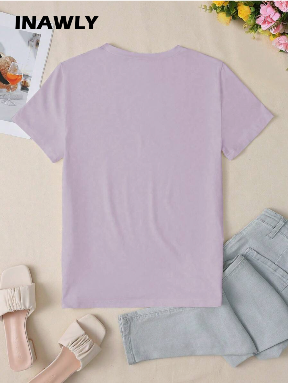 INAWLY Dios siempre es bueno, camiseta de mujer de manga corta con diseño de flores silvestres, cuello redondo y hombros rectos con estampado gráfico