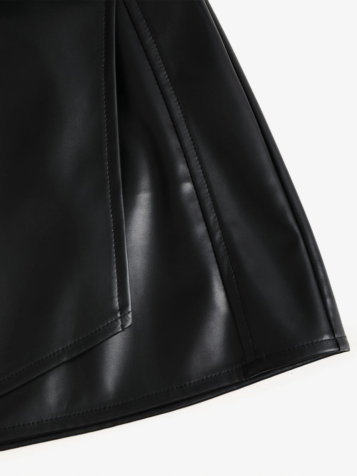 Sweetra Minifalda ajustada estilo retro americano sexy para mujer, de piel sintética, en color negro sólido, apta para todas las estaciones